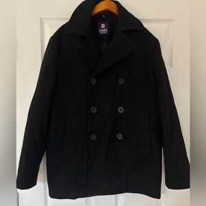 Chaps Men's Classic Black Pea Coat
